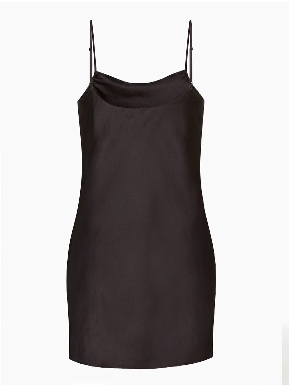 Aritzia Wilfred Black Satin Slip Mini Dress | Size 2XS - Picture 6 of 12